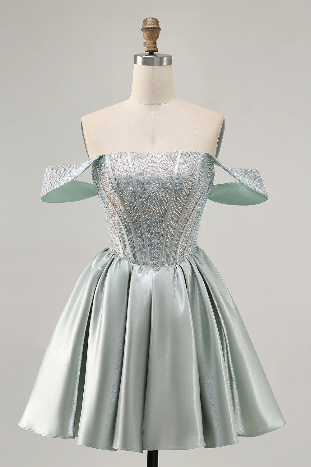 DingJi Wedding Sparkling Bead Satin Short Tight Corset Homecoming Dresses